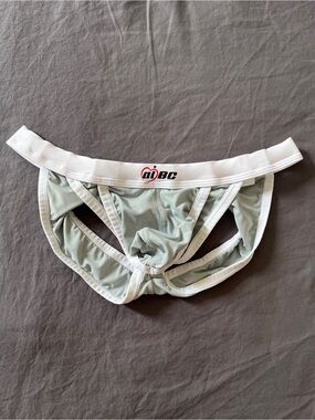 Light Sage Gray & White Jock Brief